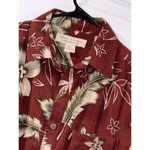 Men’s Medium 100% Silk Floral Island Republic Shirt Fast Shipping! MED